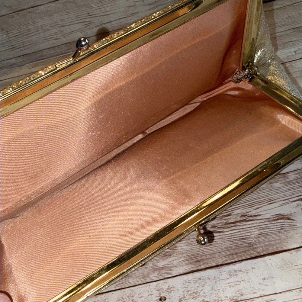 Vintage Gold Glitter Clutch 60's 70's
